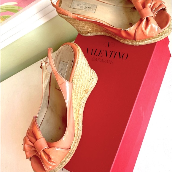 Valentino Pink Patent Leather Wedge 🎀 Bow Espadrilles with Original 📦 Shoe Box - Picture 4 of 16